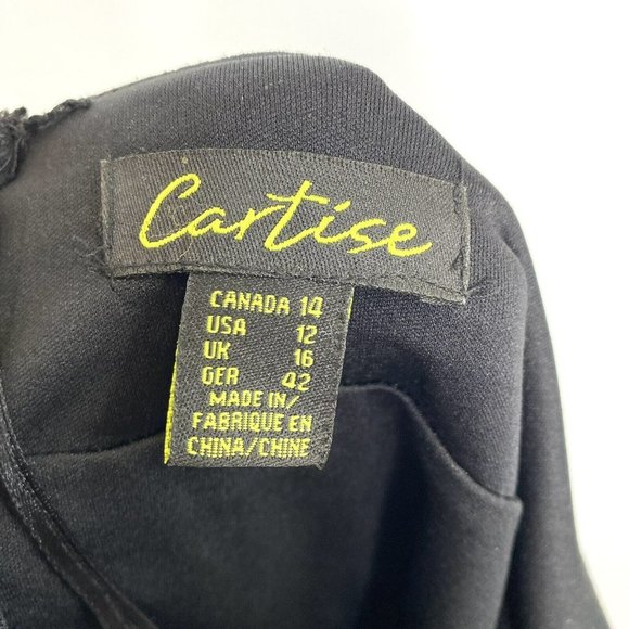 Cartise Y2K Woman Black Halter Midi Dress Layered Party Size 14 - Picture 4 of 4